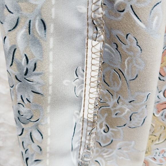 Blouse Sz 14 Floral Gold Gray Business Casual Officewear Secretary Professional - Picture 15 of 16